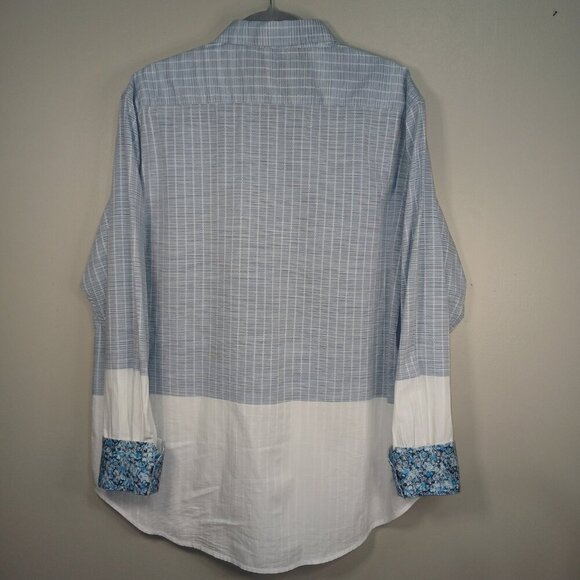 ROBERT GRAHAM CANO COLORBLOCK WOVEN CLASSIC FIT SPORT SHIRT BLUE MENS XL - Picture 4 of 6